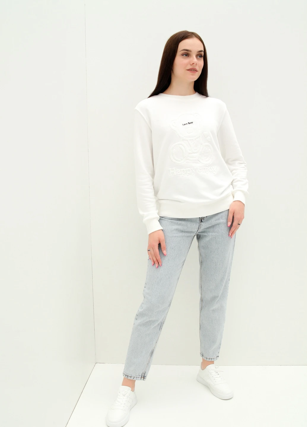 Белый свитшот PEPPER MINT однотонный (254101498)