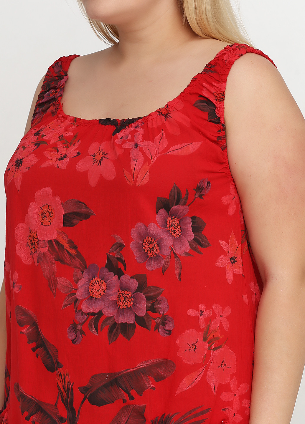 Темно-червона кежуал сукня Moda з квітковим принтом