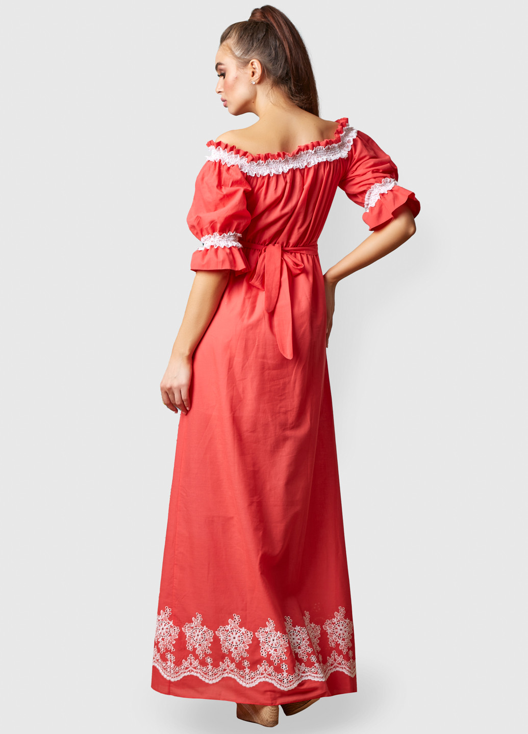Коралловое кэжуал платье ST-Seventeen с цветочным принтом