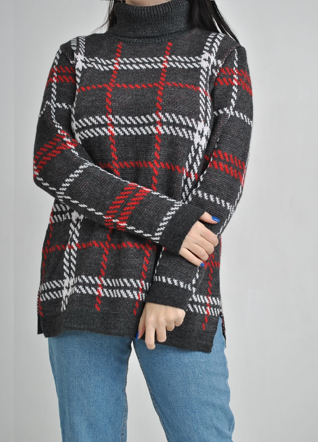 Темно-серый зимний свитер-туника Fashion Club