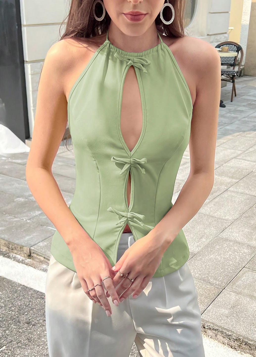 Салатовая блуза SHEIN