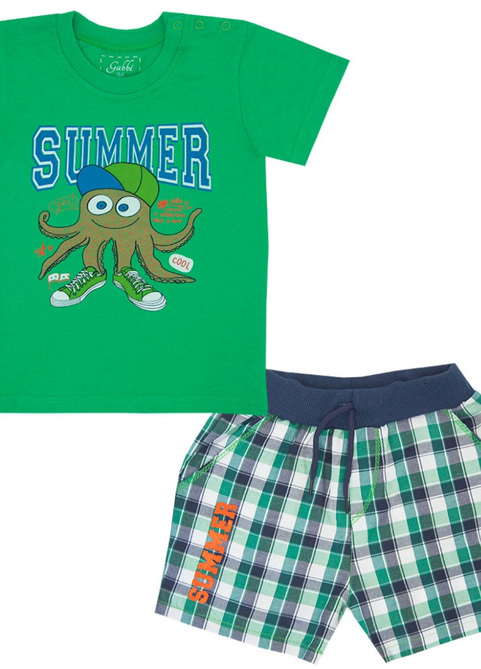 Зелений літній дитячий костюм для хлопчика * морський * Габби