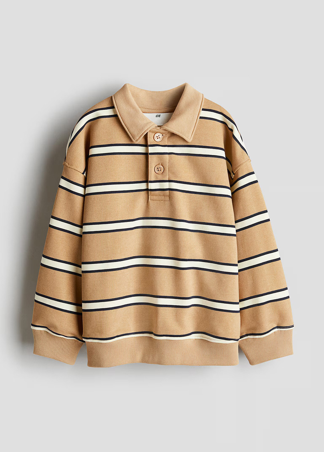 Песочная детская футболка-поло для мальчика H&M в полоску