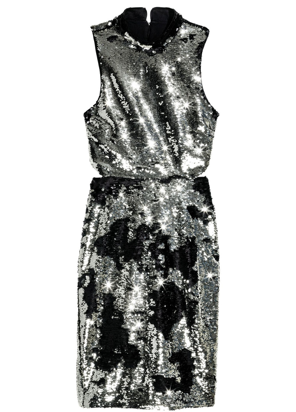 Серебряное вечернее платье с пайетками H&M однотонное