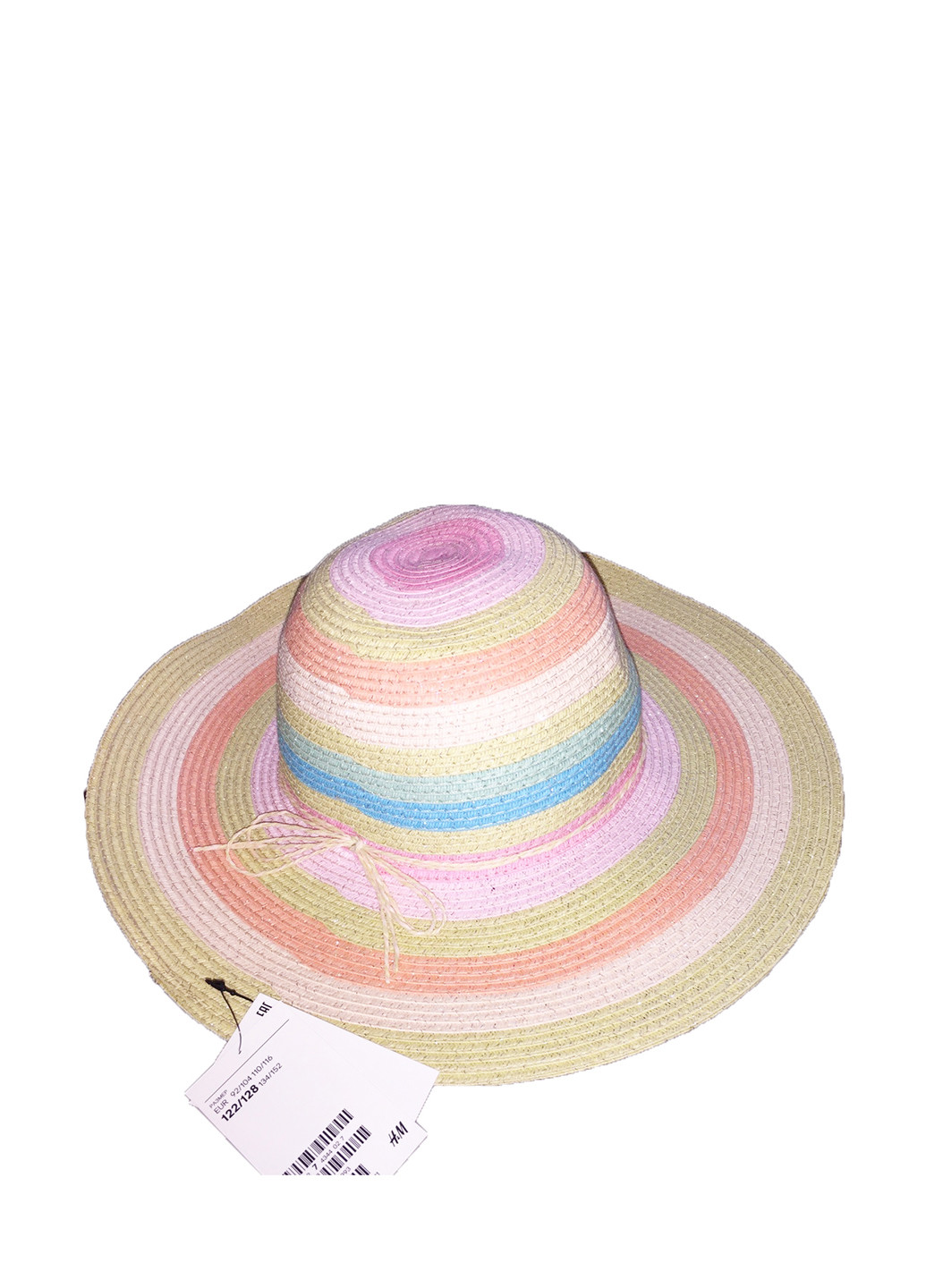 Шляпа H&M широкополая полоска комбинированная кэжуал солома