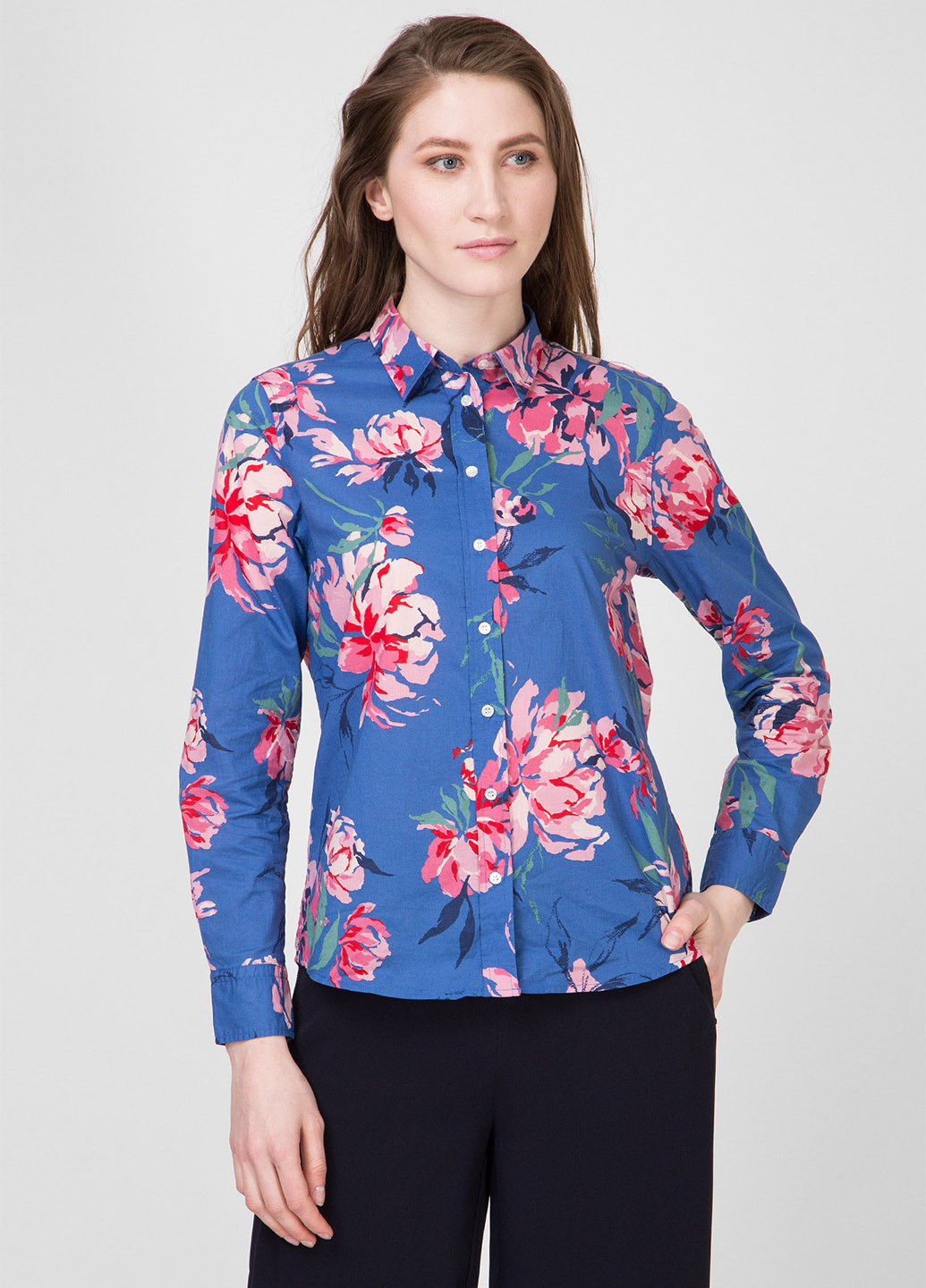 Голубой кэжуал рубашка с цветами Gant