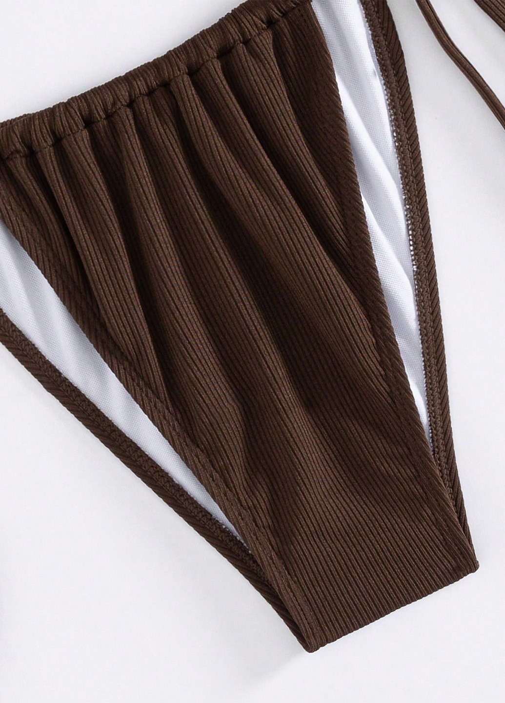 Темно-коричневий літній купальник (ліф, трусики) бікіні, халтер, роздільний SHEIN