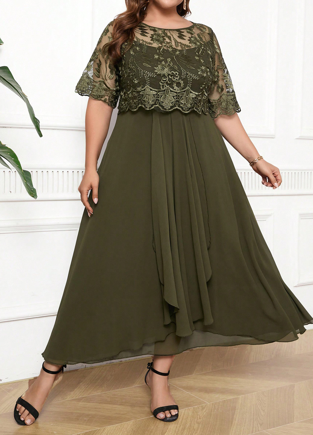 Зелена кежуал сукня а-силует SHEIN однотонна