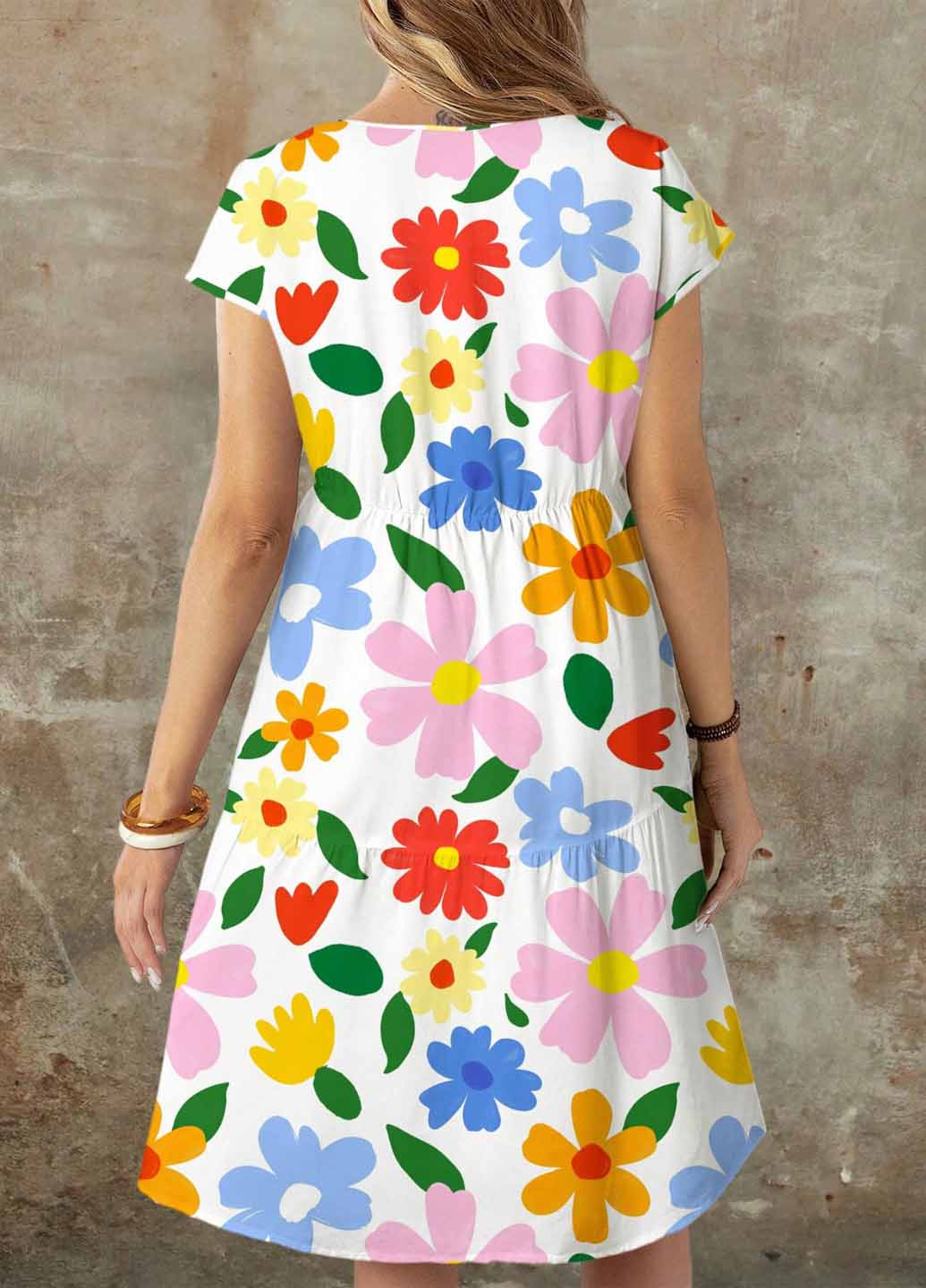 Комбинированное кэжуал платье а-силуэт SHEIN с цветочным принтом