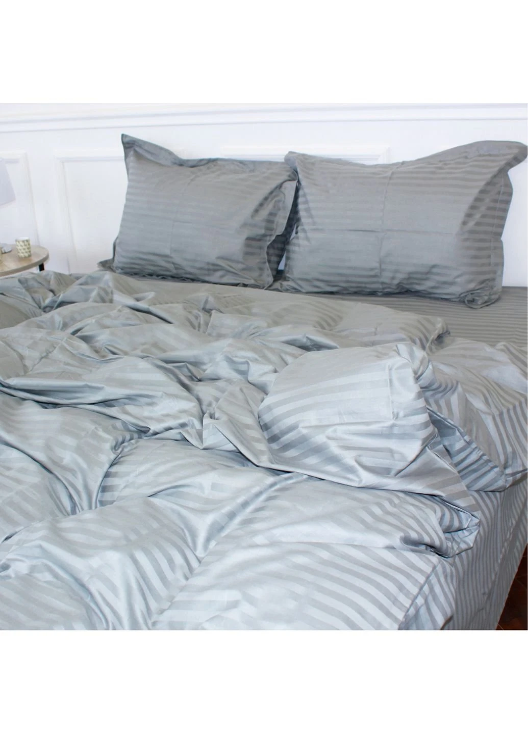 Постільна білизна Satin Stripe 30-0010 Light Gray 2х143х210 (2200005251164) Mirson (254081184)
