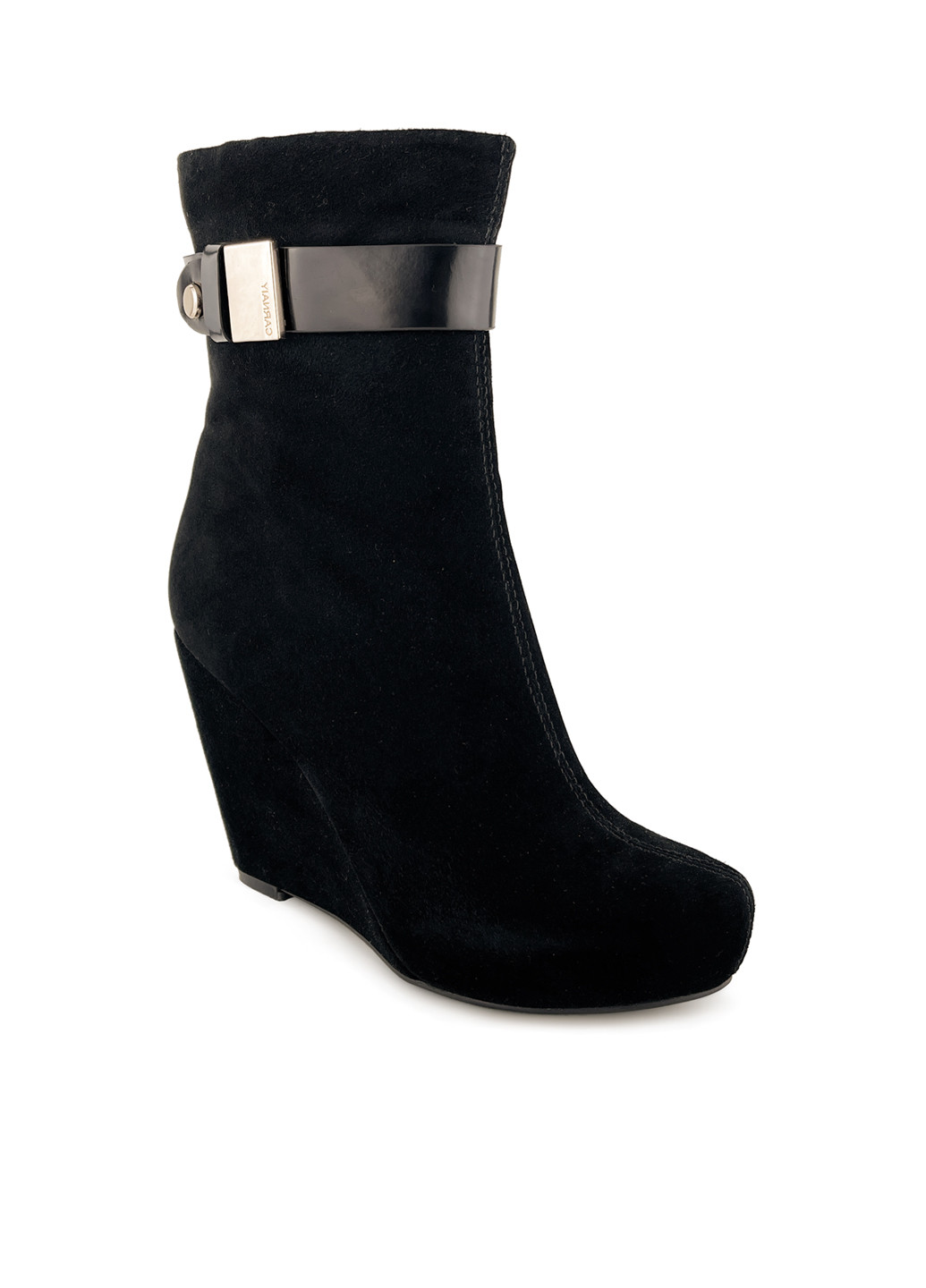 Чорні демісезонна чорні ботильйони на танкетці жіночі замшеві чорні Maria Moro