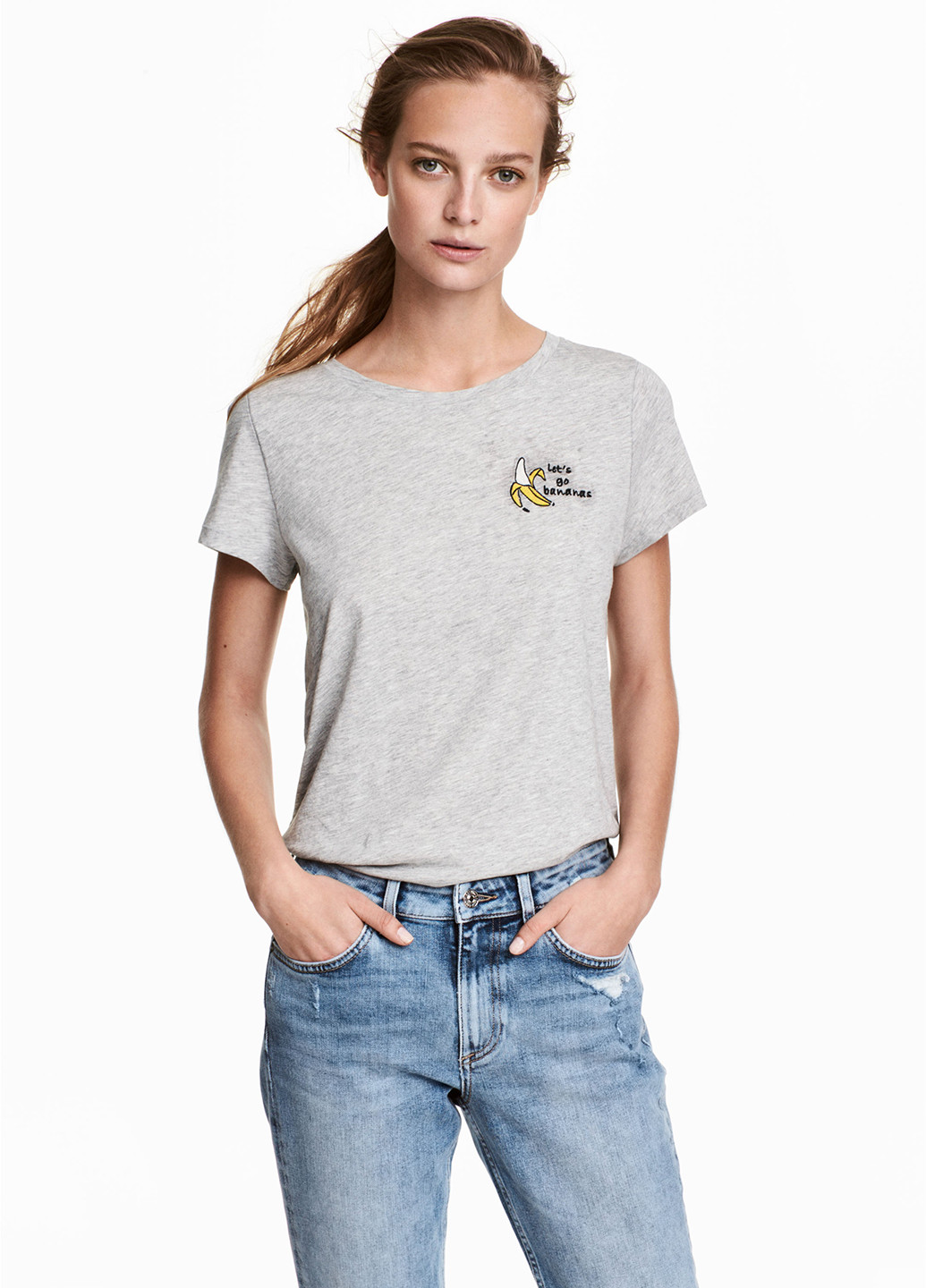 Светло-серая летняя футболка H&M