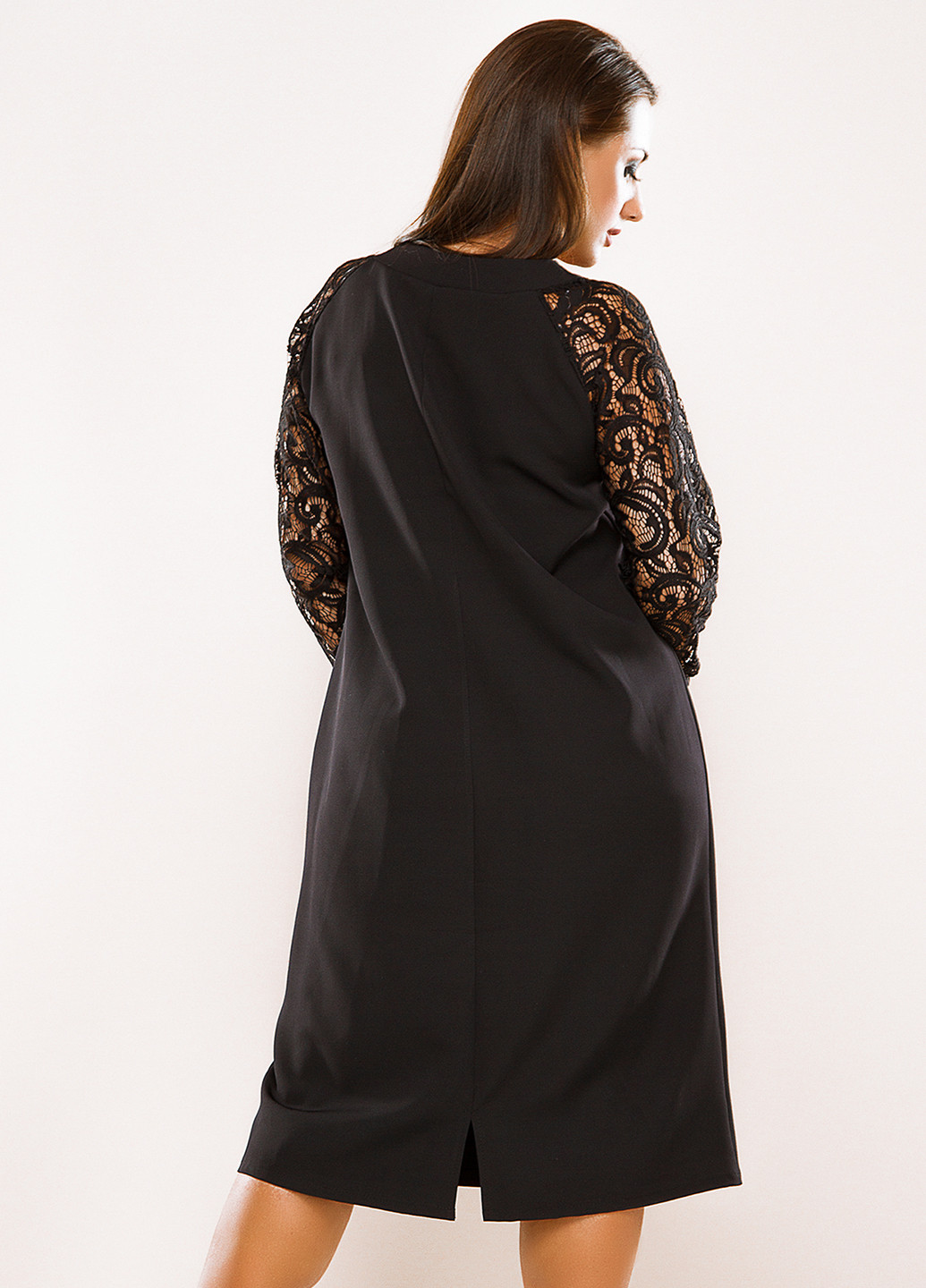 Черное кэжуал платье короткое Lady Style с абстрактным узором
