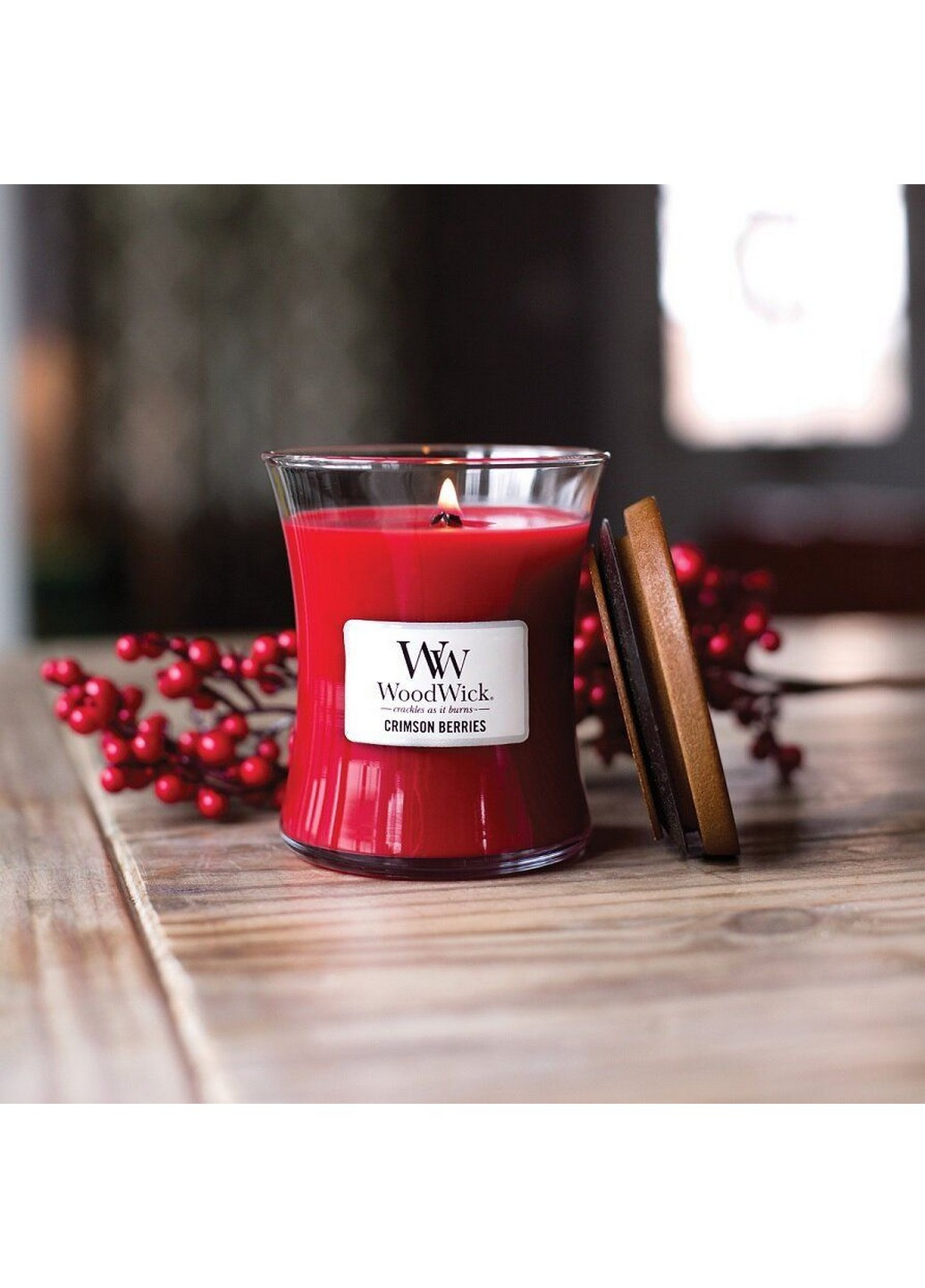 Ароматическая свеча в стекле Medium Crimson Berries 275 г (92080E) WoodWick (227516035)