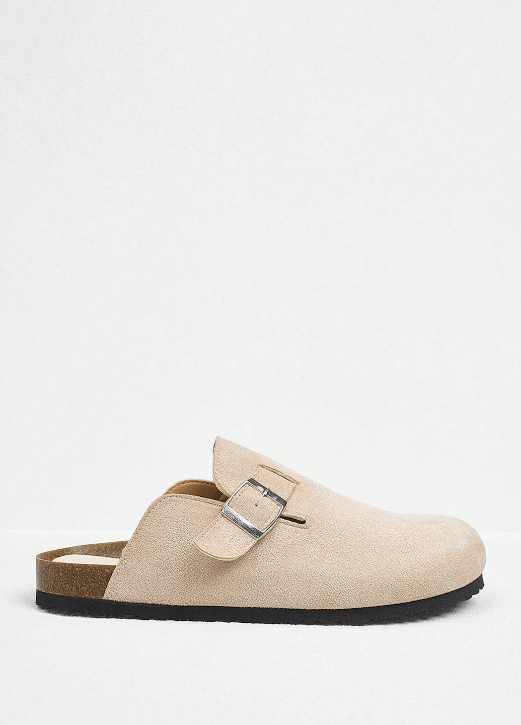Светло-бежевые шлепанцы SHEIN без каблука с пряжкой