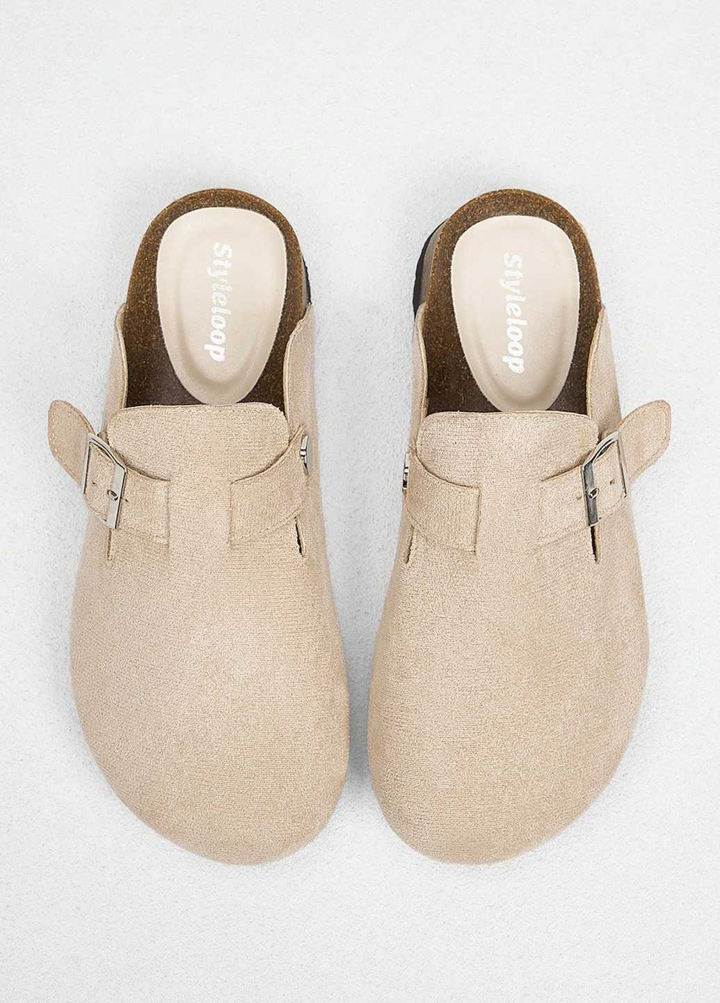 Светло-бежевые шлепанцы SHEIN без каблука с пряжкой