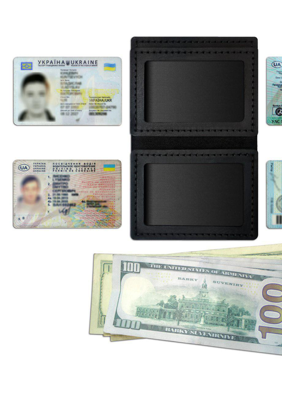 Портмоне – Обкладинка для автодокументів Роза Вітрів (4 віконця для прав, ID паспорта, пропуска) - Чорний Anchor Stuff 4-cover (241801892)