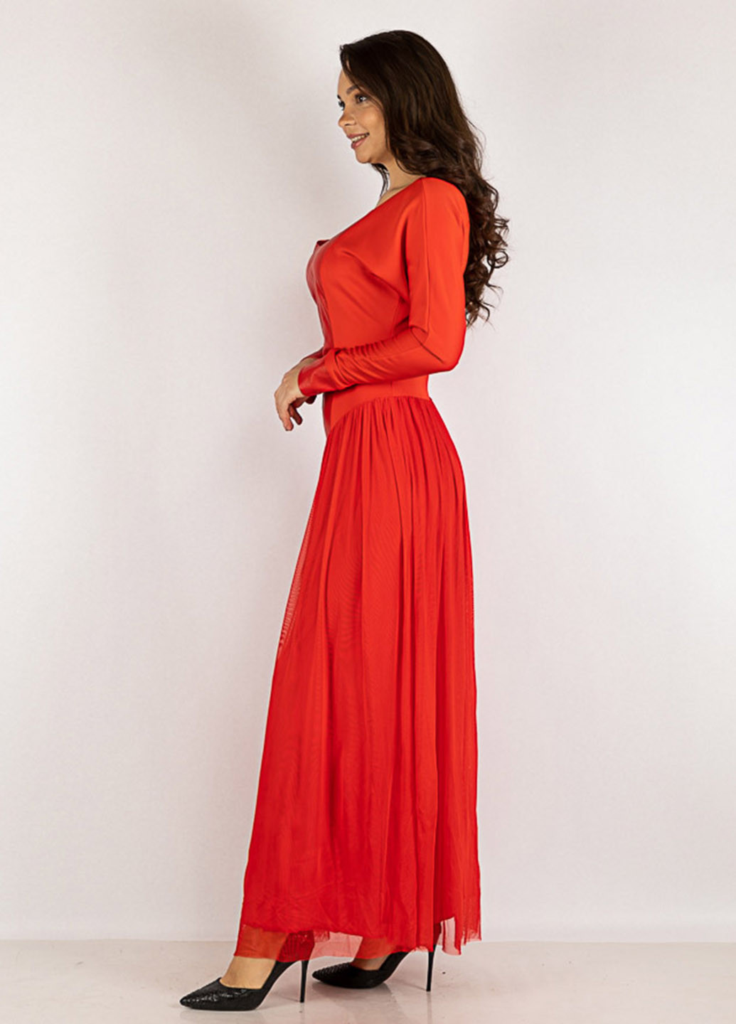 Красное кэжуал платье клеш Time of Style однотонное