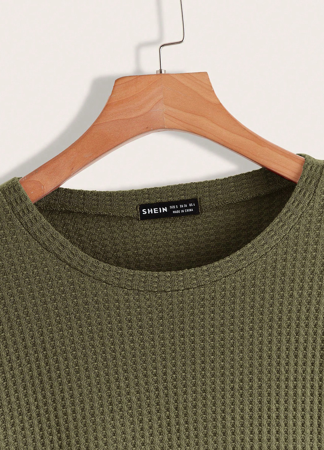 Оливковый свитшот SHEIN однотонный без декора (343353695)
