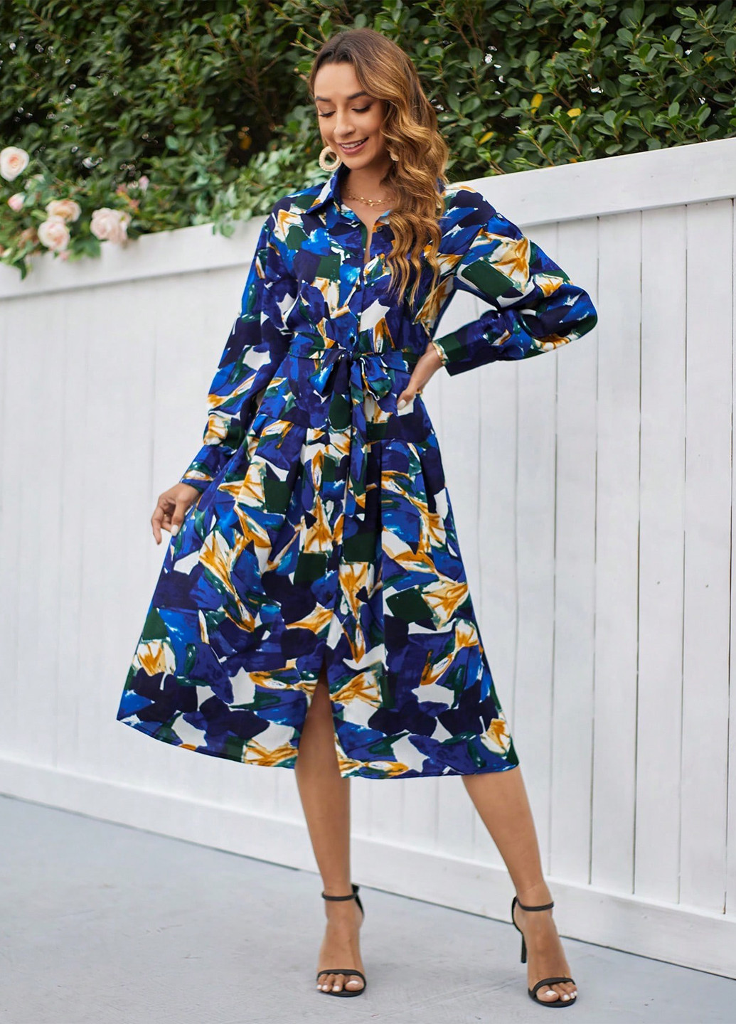 Комбінована кежуал сукня сукня-сорочка SHEIN з малюнком