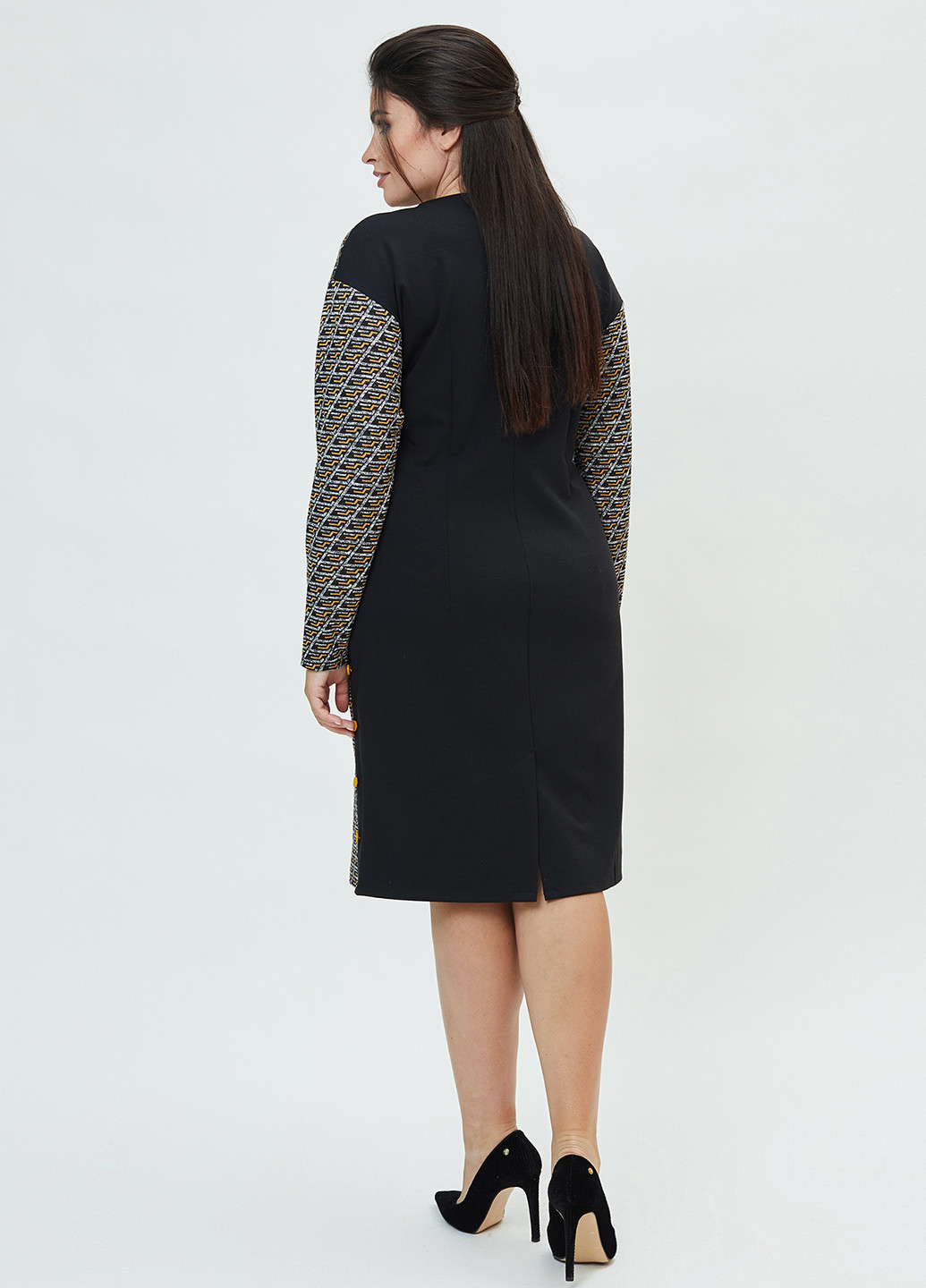 Сіро-коричнева ділова сукня A'll Posa з геометричним візерунком