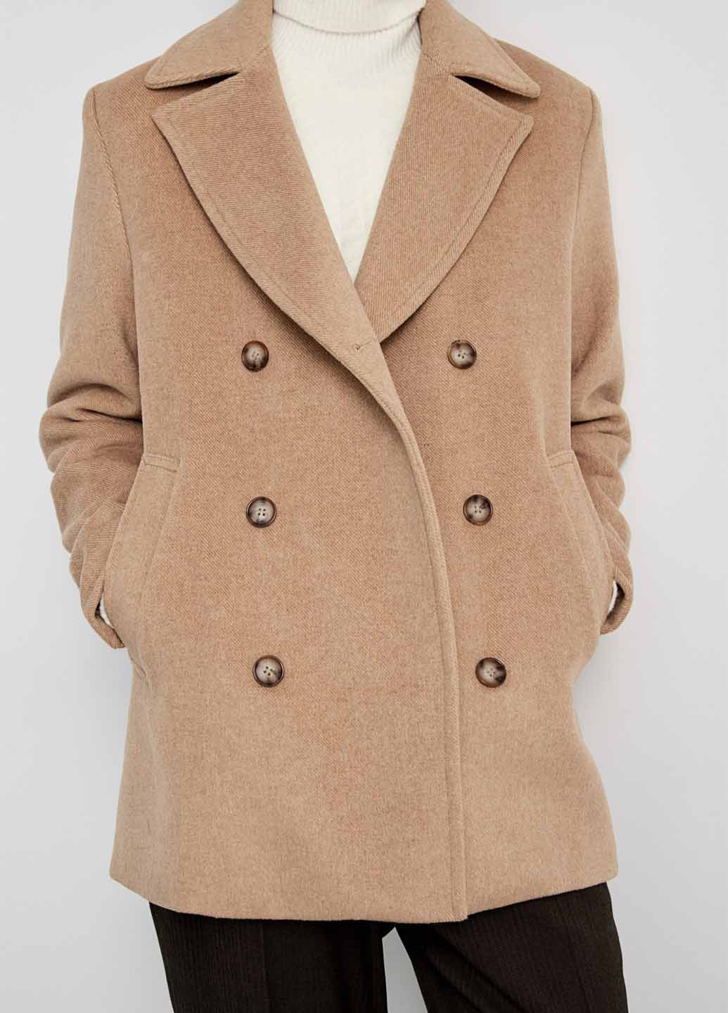 Бежевое демисезонное Пальто двубортное H&M