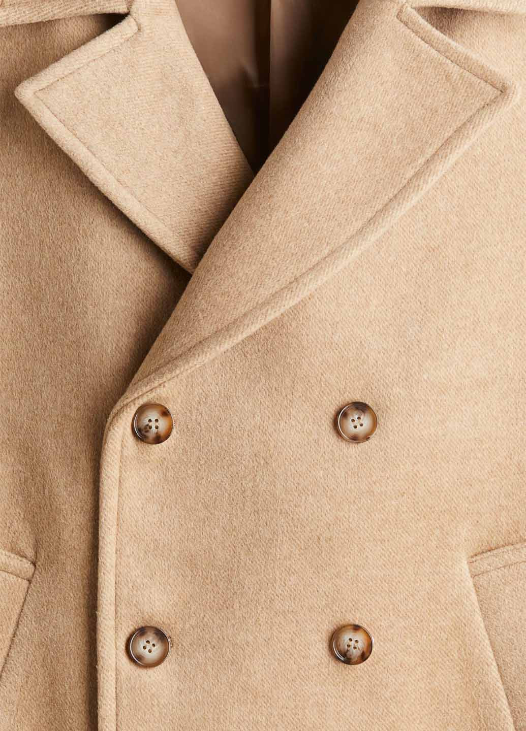 Бежевое демисезонное Пальто двубортное H&M