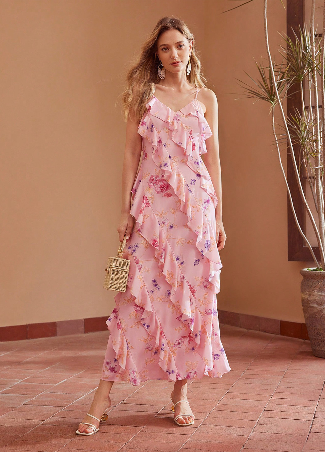 Комбінована кежуал сукня а-силует SHEIN з квітковим принтом