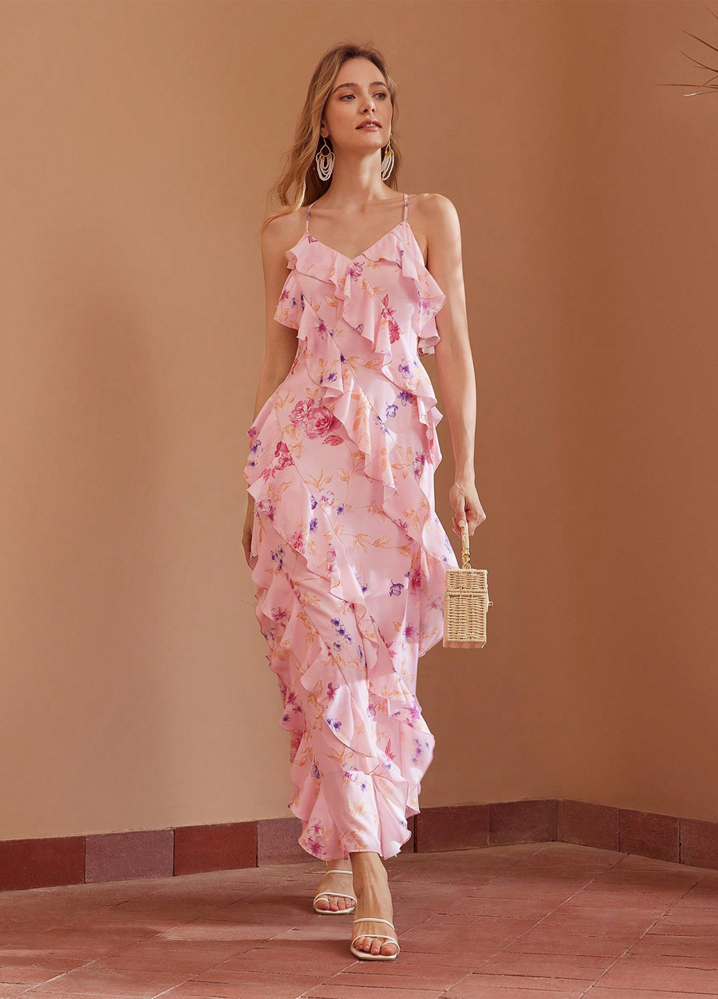 Комбінована кежуал сукня а-силует SHEIN з квітковим принтом