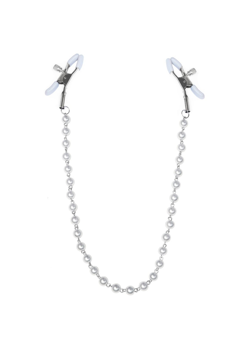 Затискачі для сосків з перлами - Nipple clamps Pearls, срібло / білий Feral Feelings (252383263)