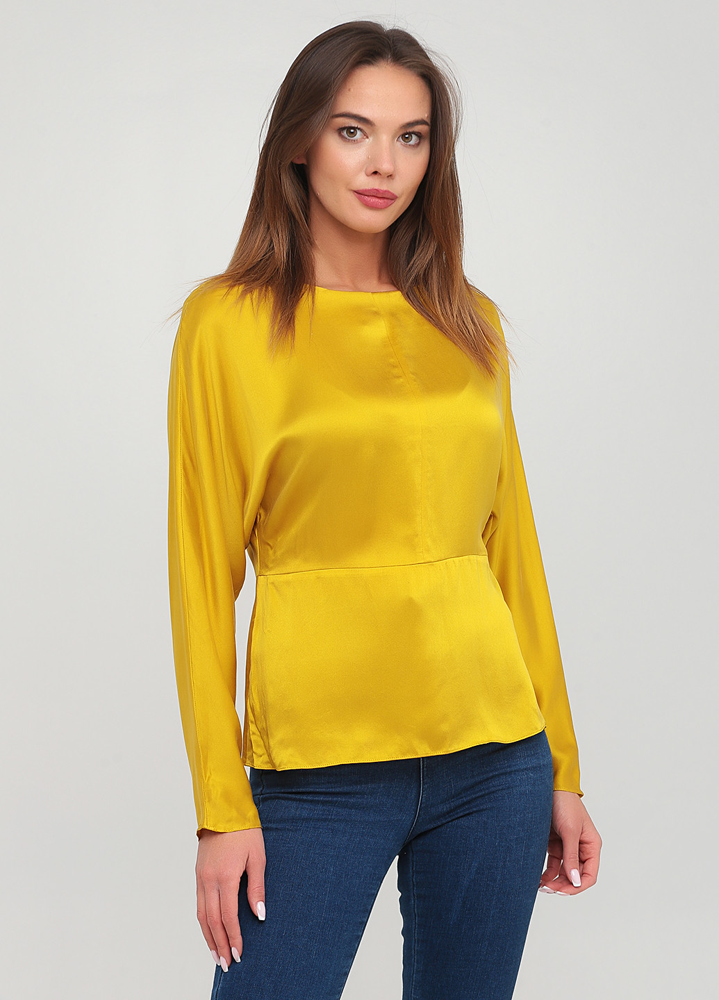 Желтая демисезонная блуза с баской Cos