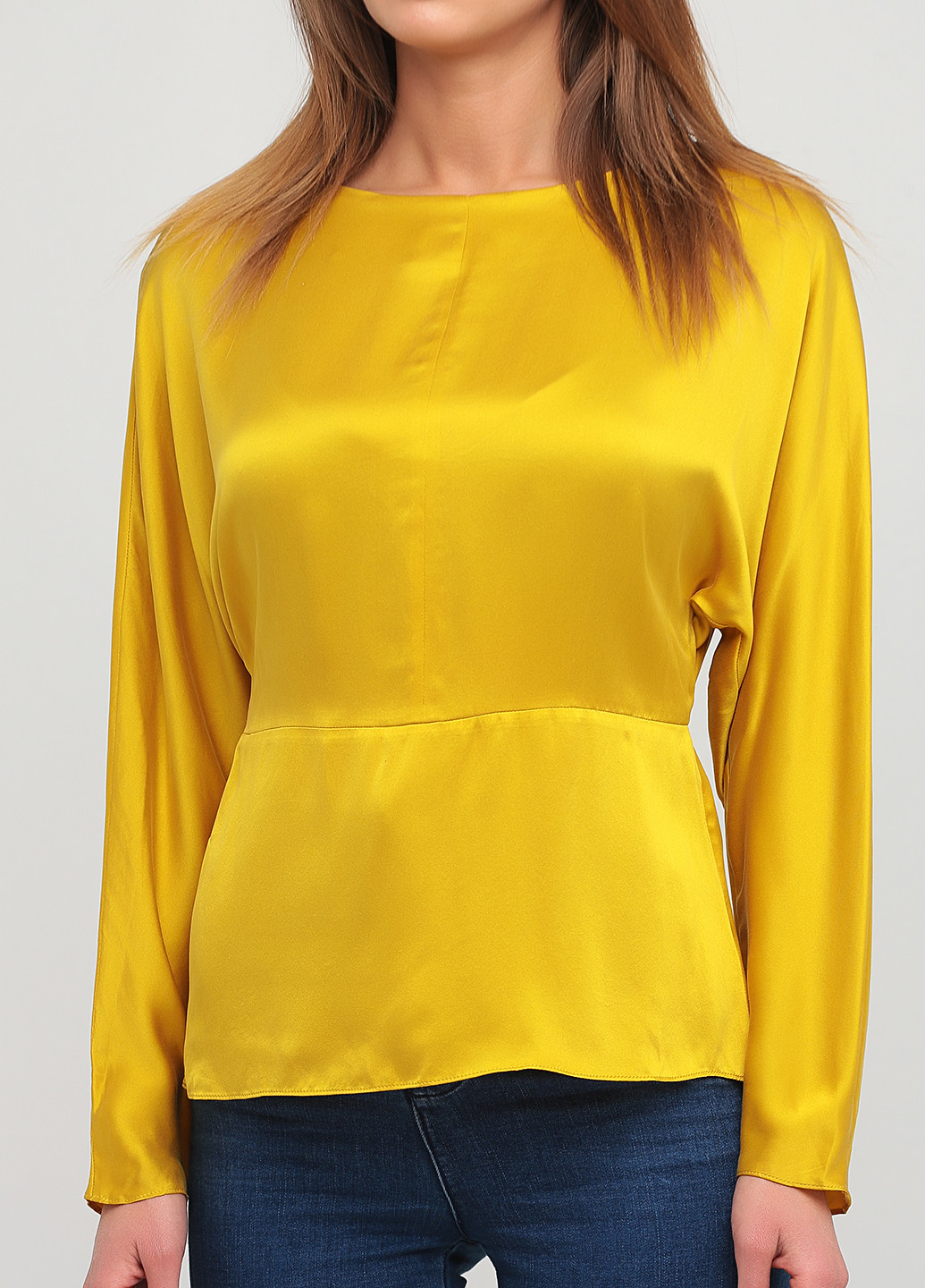 Желтая демисезонная блуза с баской Cos