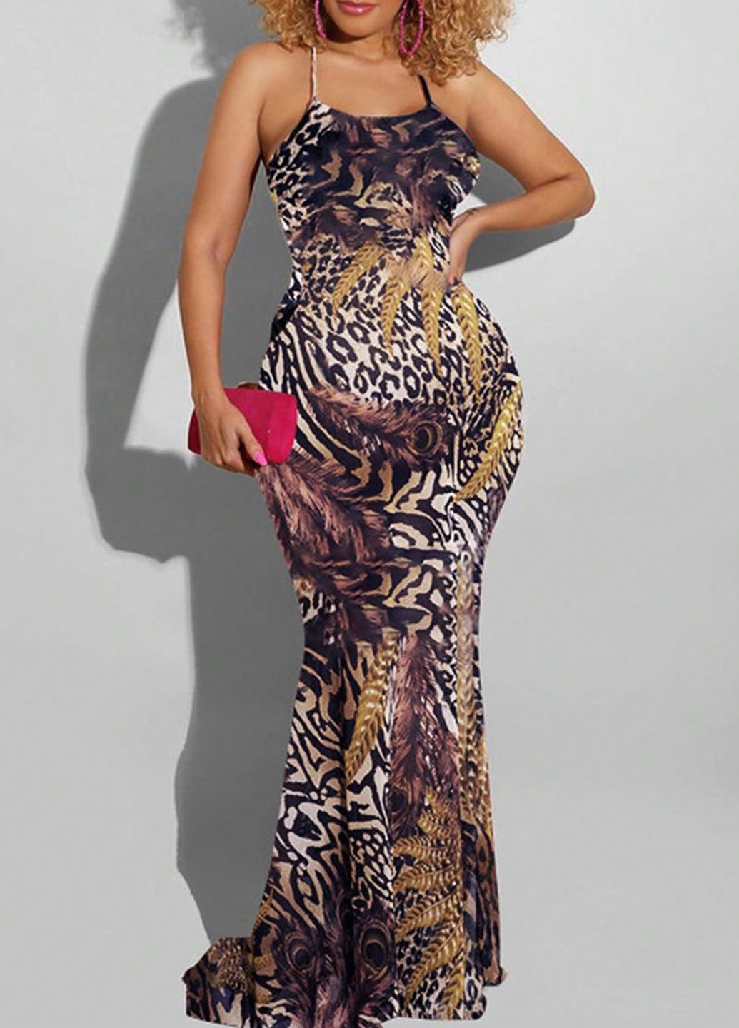 Комбінована вечірня, кежуал сукня годе SHEIN леопардовий