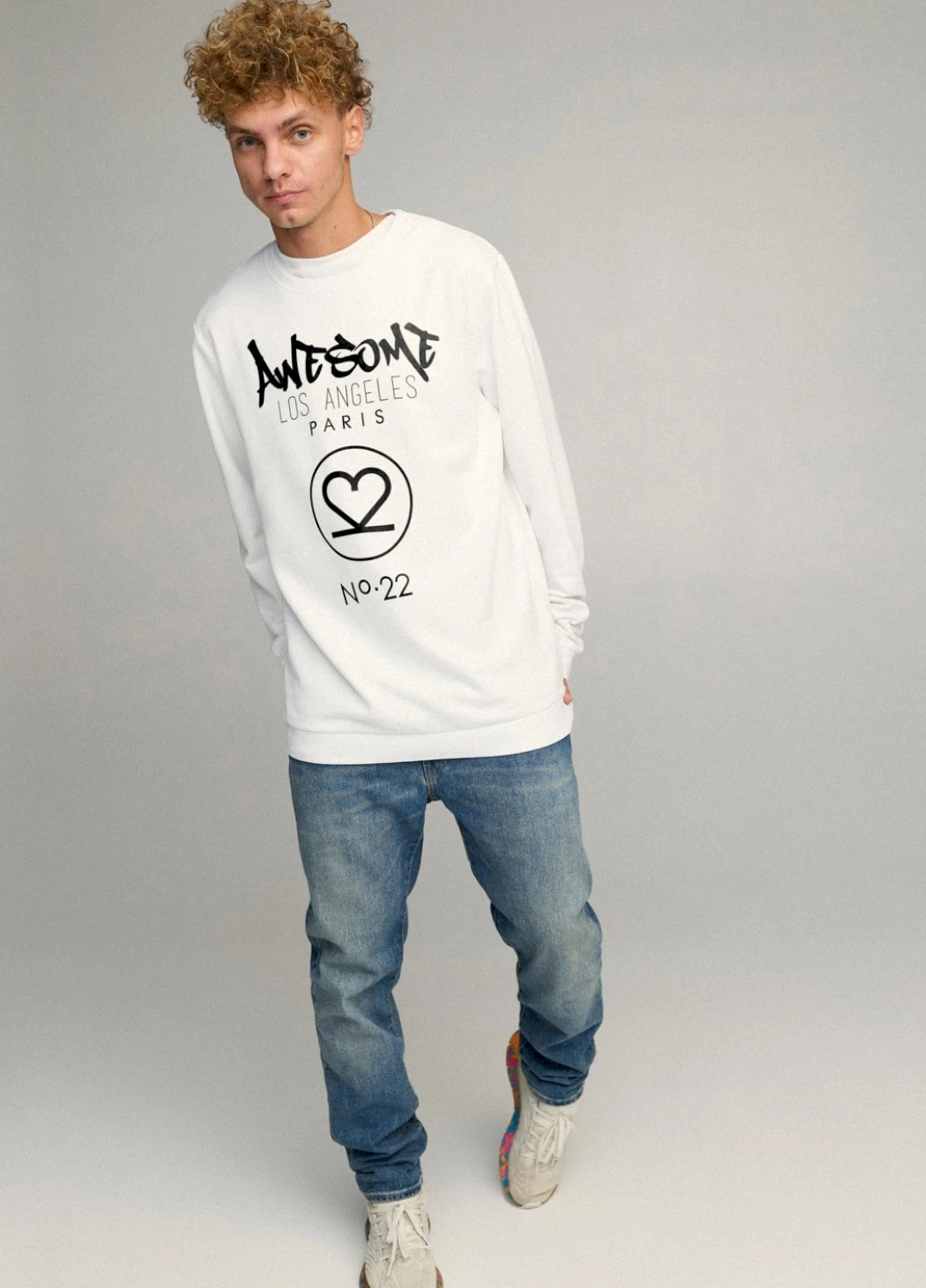 Білий свитшот мужской oversize /no flis/ YAPPI малюнок (254557412)