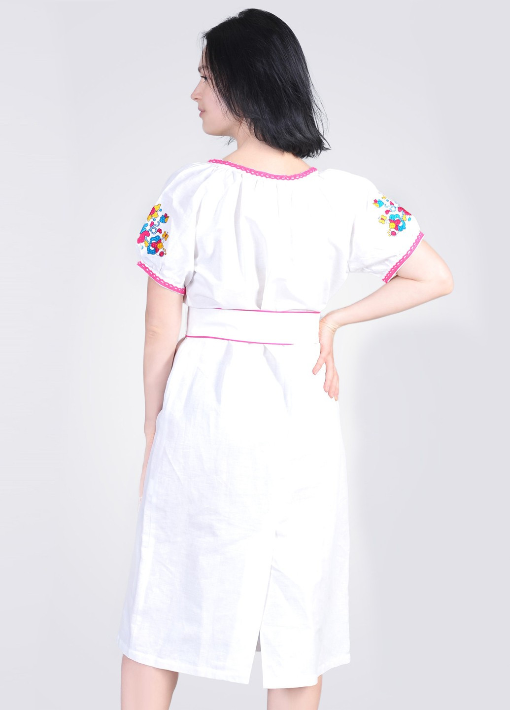 Сукня вишиванка з мережевом Egostyle квіткова біла льон