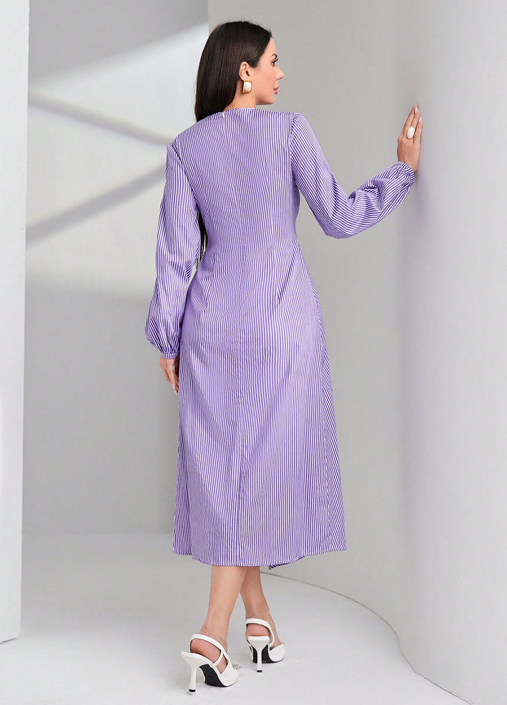 Фіолетова кежуал сукня на запах, кльош SHEIN в смужку
