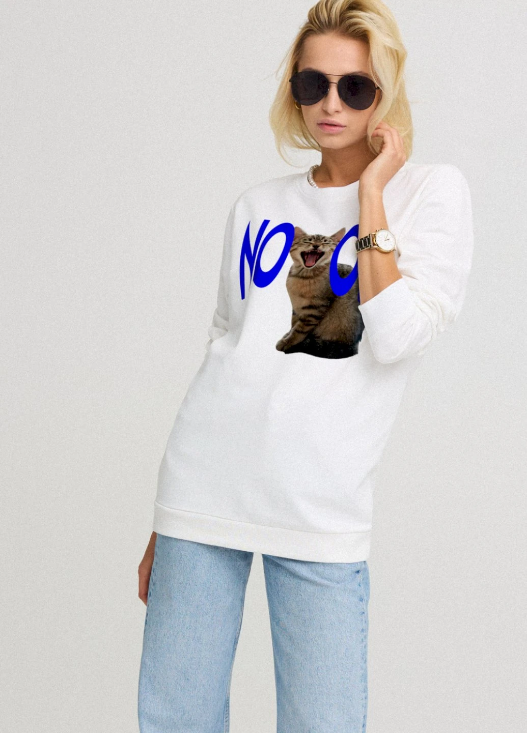 Белый свитшот женский oversize /no flis/ YAPPI рисунок (250140847)