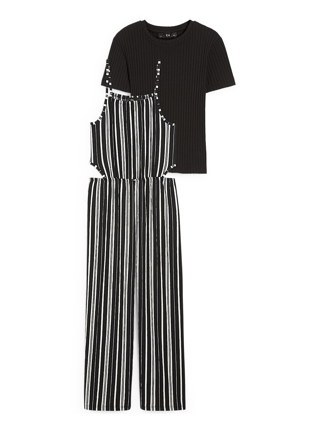 Черно-белый летний комплект (футболка, комбинезон) C&A