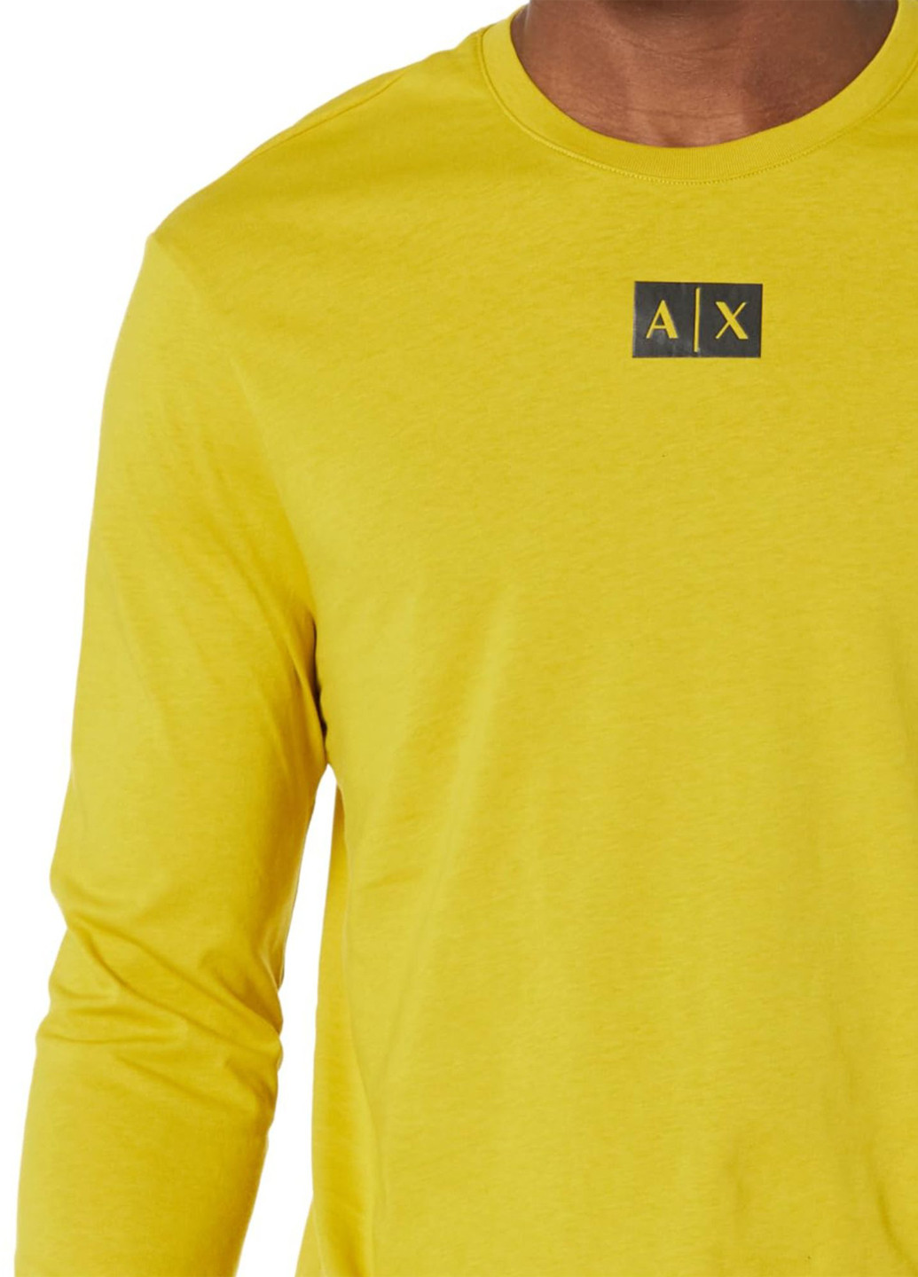 Лонгслів Armani Exchange логотип жовтий кежуали бавовна, трикотаж