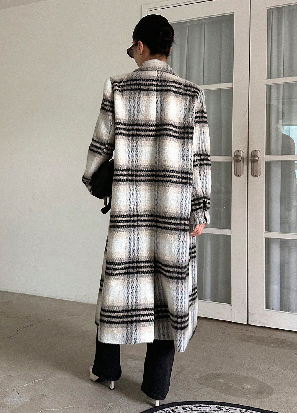 Комбинированное зимнее Пальто двубортное SHEIN