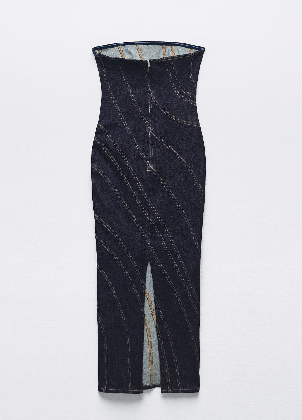 Темно-синее джинсовое платье Zara однотонное