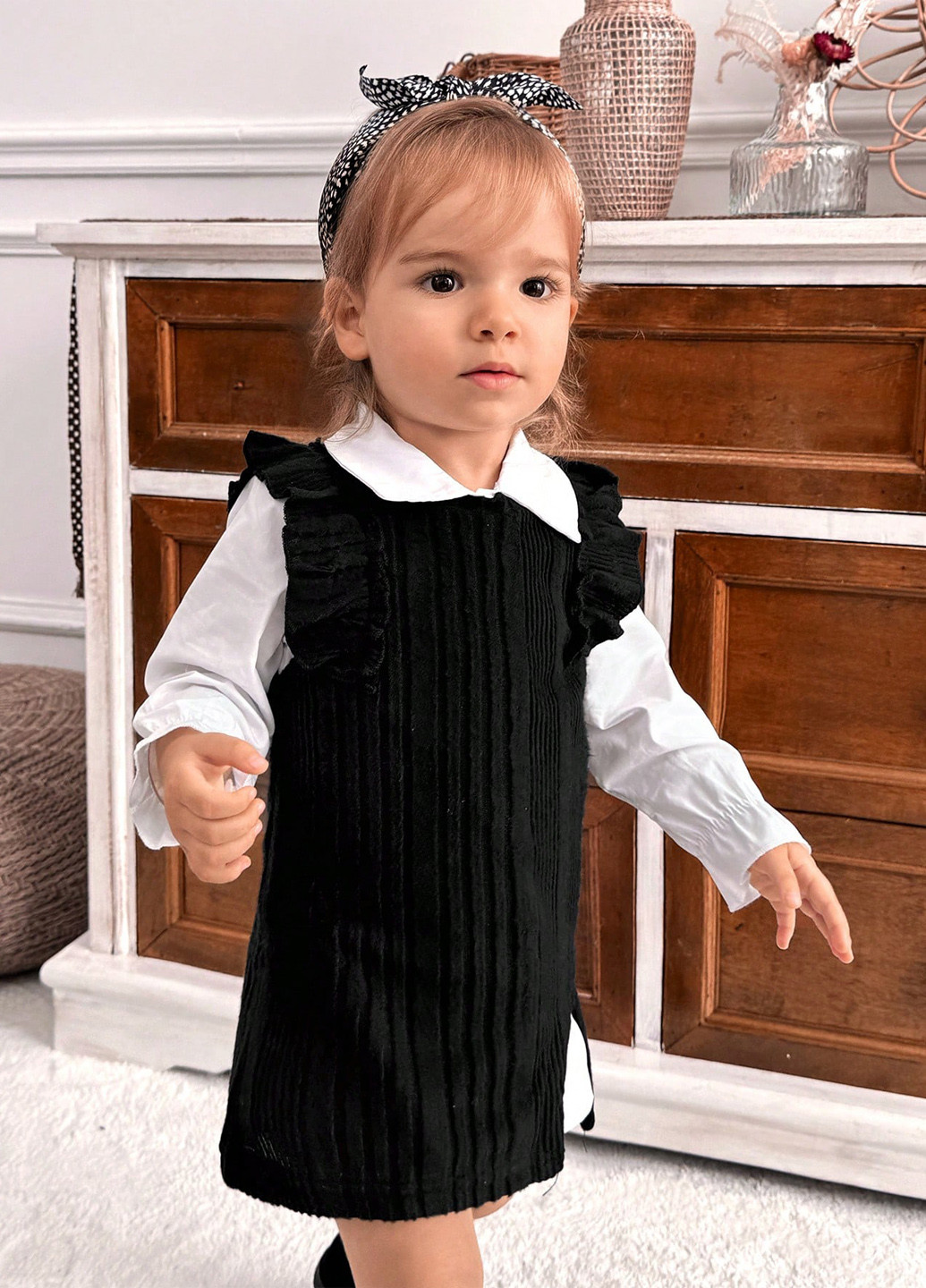 Черно-белый демисезонный костюм (рубашка, платье) с платьем SHEIN