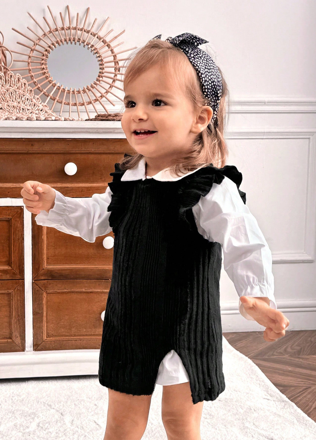 Черно-белый демисезонный костюм (рубашка, платье) с платьем SHEIN