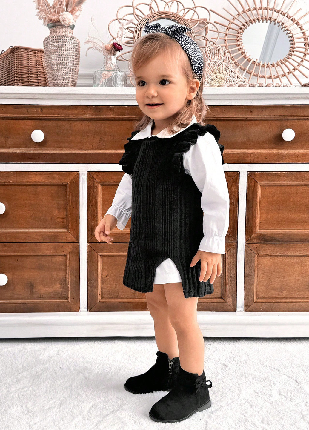 Черно-белый демисезонный костюм (рубашка, платье) с платьем SHEIN