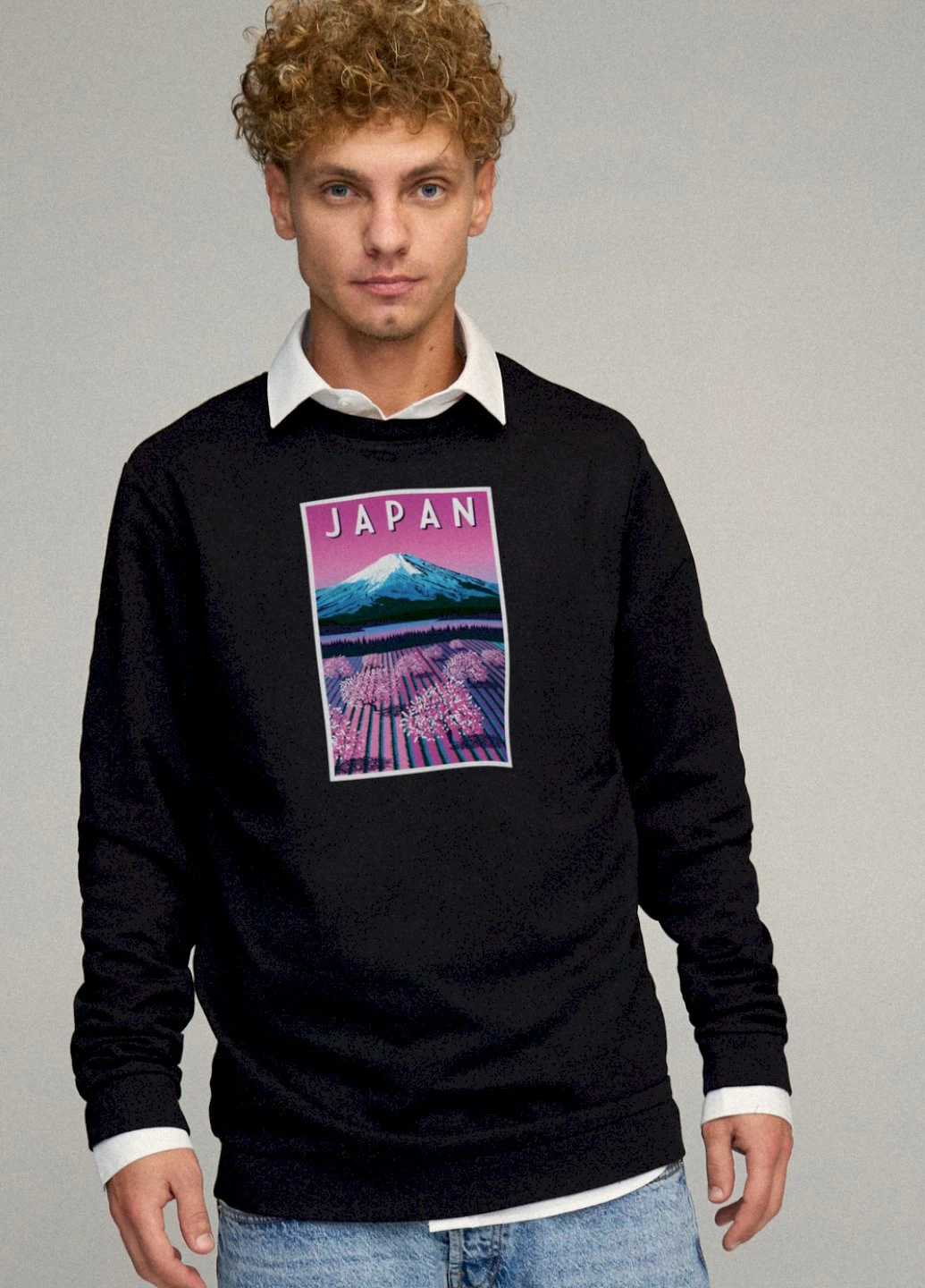 Черный світшот чоловічий oversize /no flis/ YAPPI рисунок (254557832)
