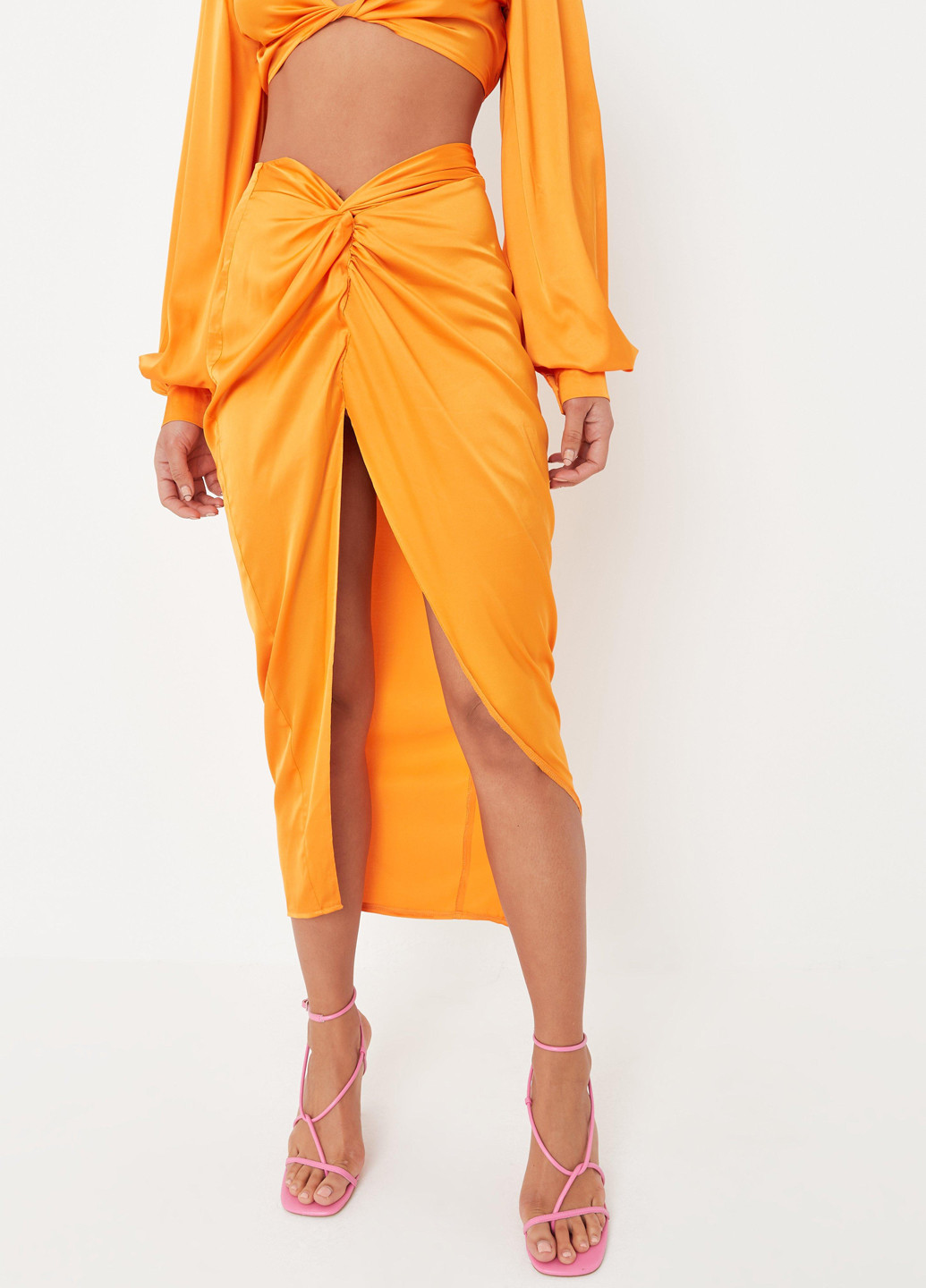 Оранжевая кэжуал однотонная юбка Missguided