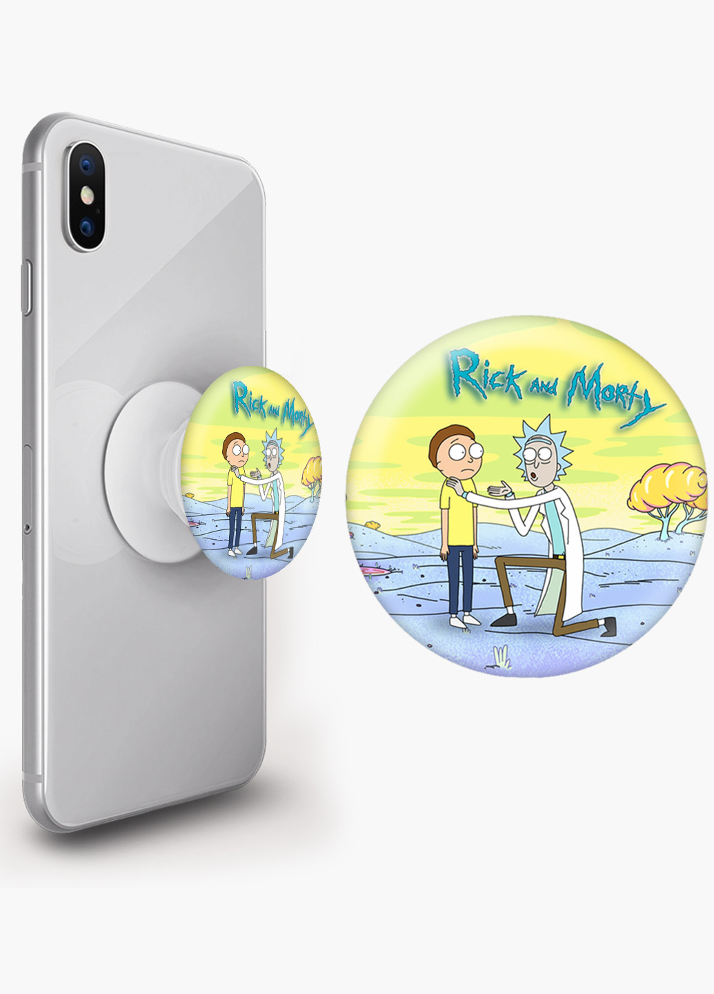 Попсокет (Popsockets) тримач для смартфону Рік і Морті (Rick and Morty) (8754-1233) Чорний MobiPrint (216748358)
