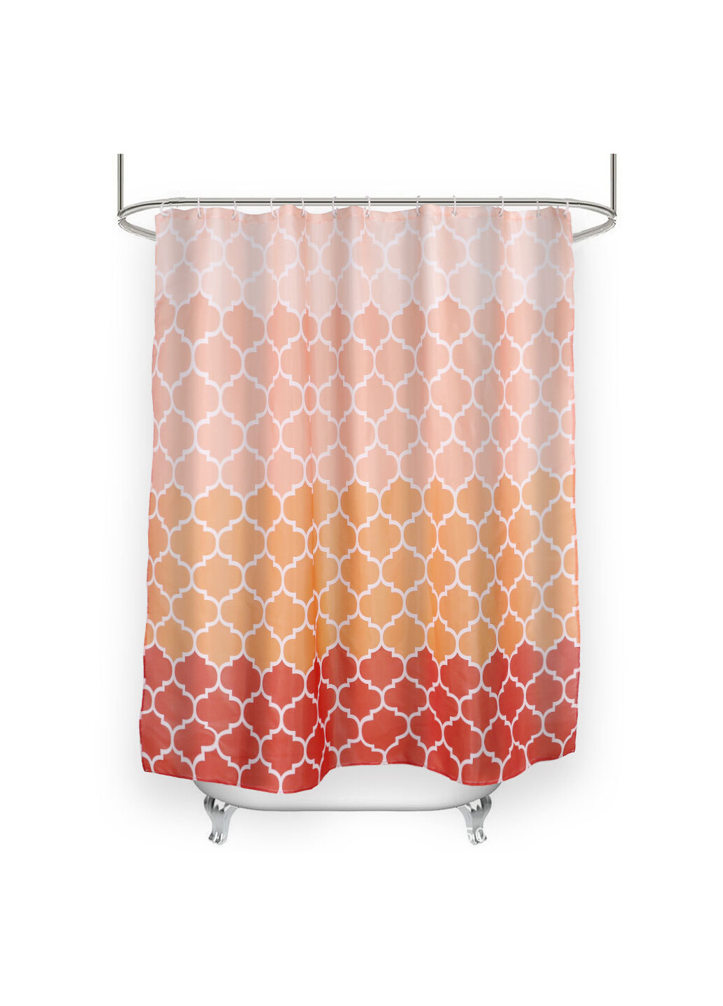 Штора для ванної з геометричним принтом персикова з помаранчевим Gradient 180 х 180 см Berni Home 59414 (252366615)