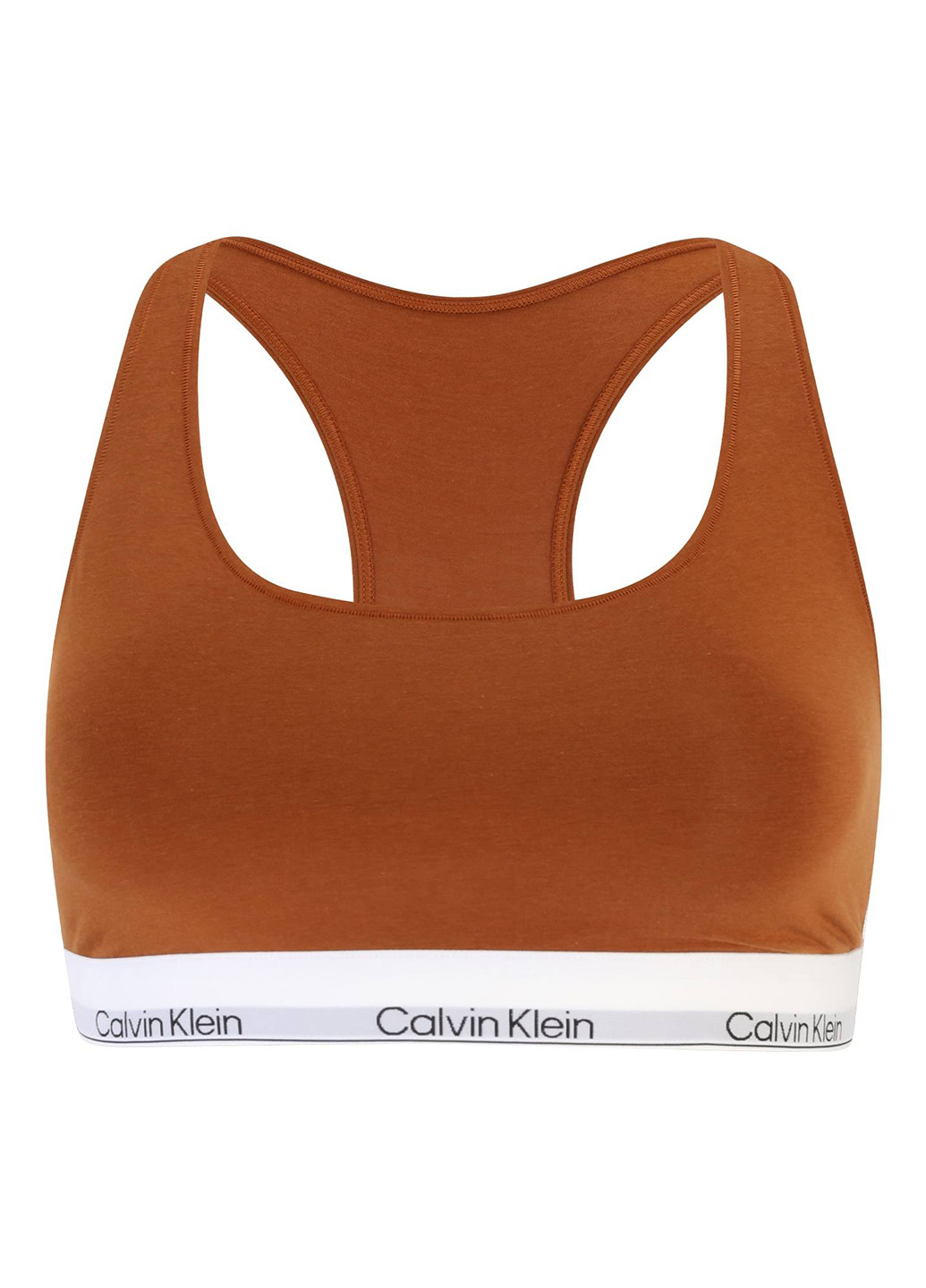 Коричневый топ бюстгальтер Calvin Klein без косточек трикотаж, хлопок
