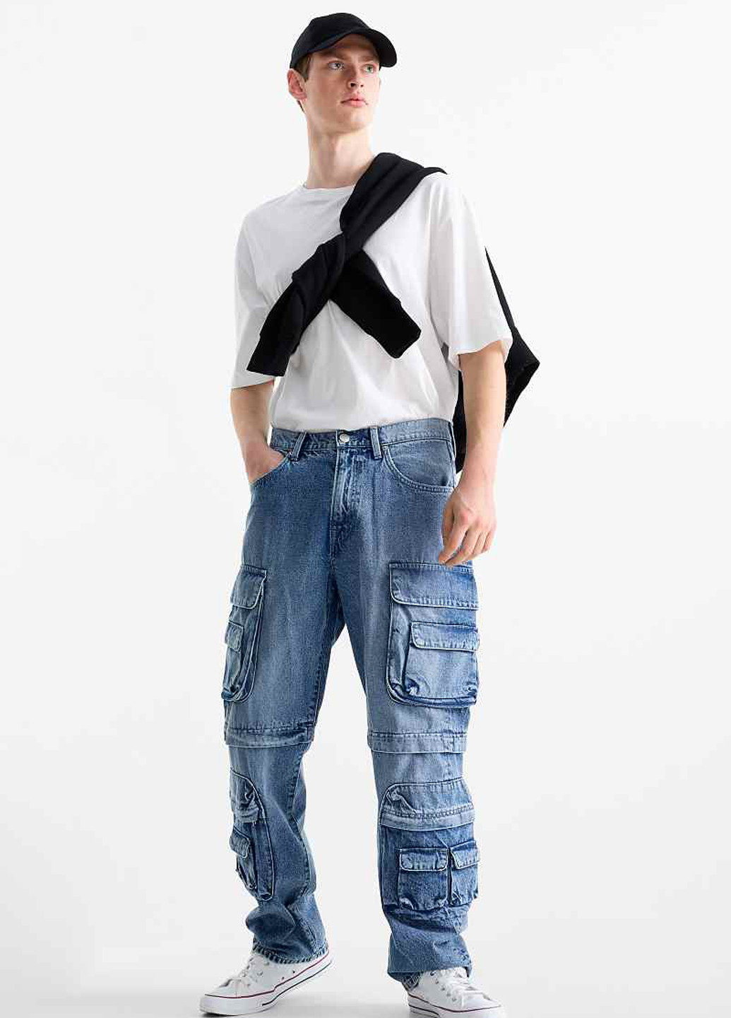 Синие демисезонные карго джинсы C&A